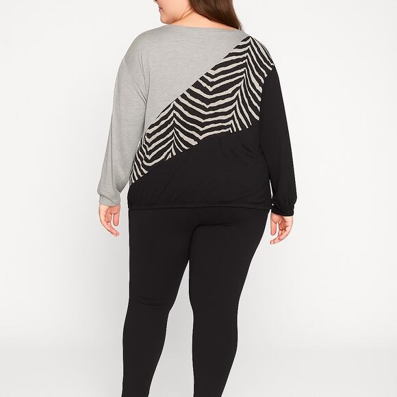 Absolutely Famous 3X Zebra Colorblock Knit Top NWT - Picture 2 of 6